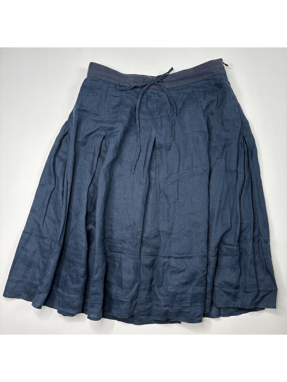 Banana Republic Blue Linen Midi Skirt Drawstring Waist